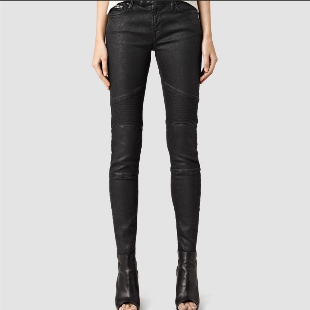 AllSaints Black Women’s Skinny Moto Jeans